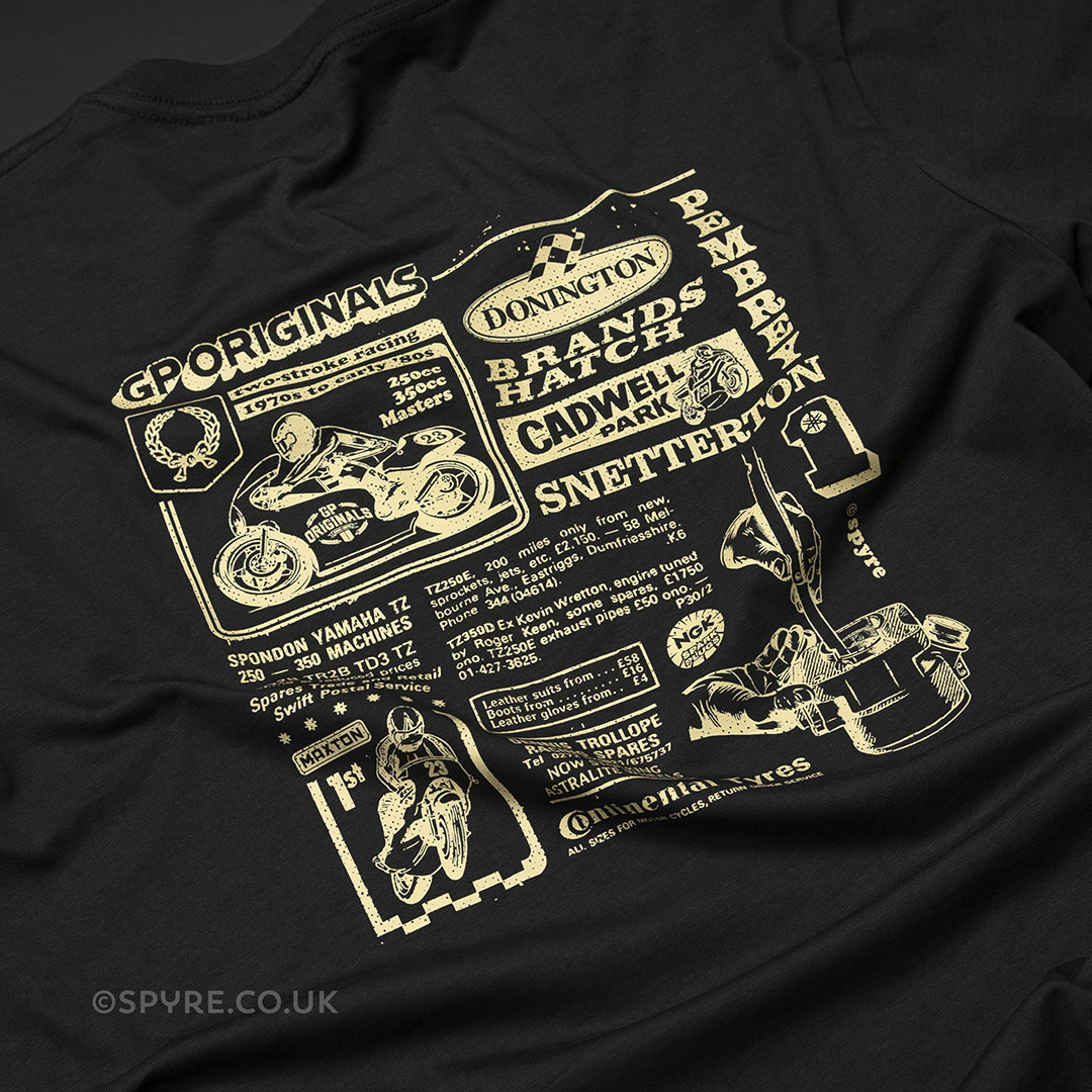 Retro Grand Prix 250 and 350cc motorcycle racing t-shirt